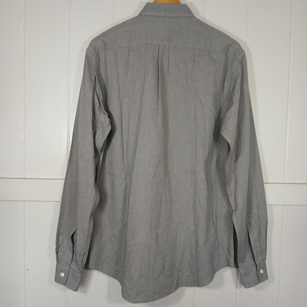 Steven Alan Button Down Shirt Mens Medium Grey Cotton Twill Oxford Made in USA - Picture 2 of 8